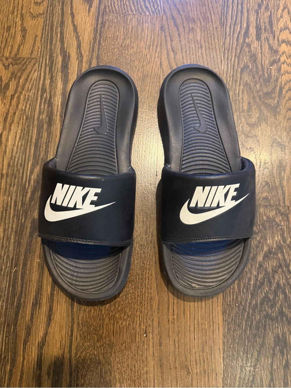Nike Black Slide Sandals with White Logo